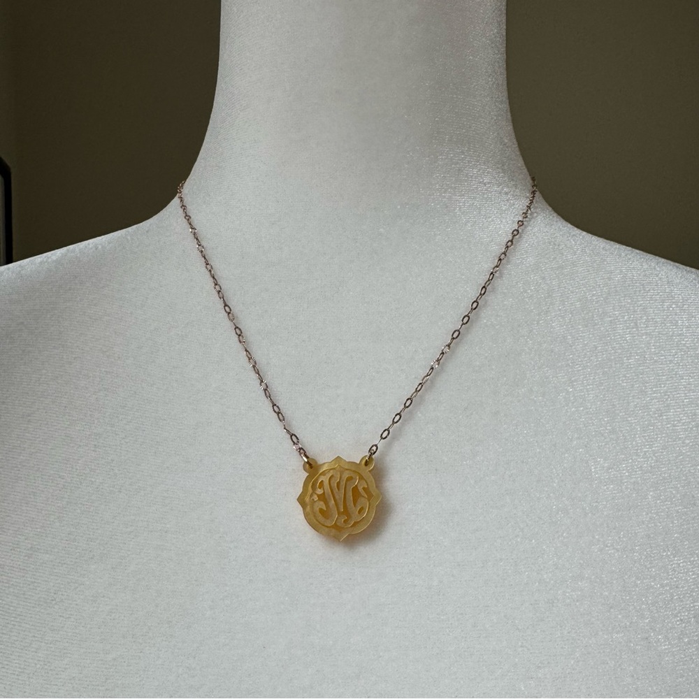 Letter M Initial Necklace 925 Sterling Gold Plated Monogram Pendant 18”